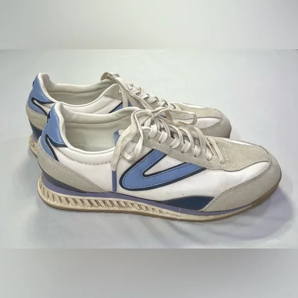 Tretorn Rawlins Elite White and Blue Athletic Shoes Sneakers Suede Leather - 9 - Picture 2 of 7